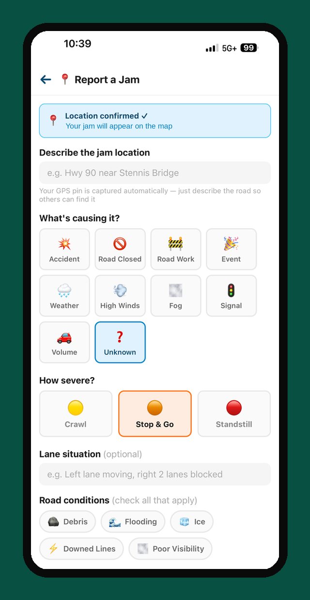 TrafficJam Report a Jam screenshot