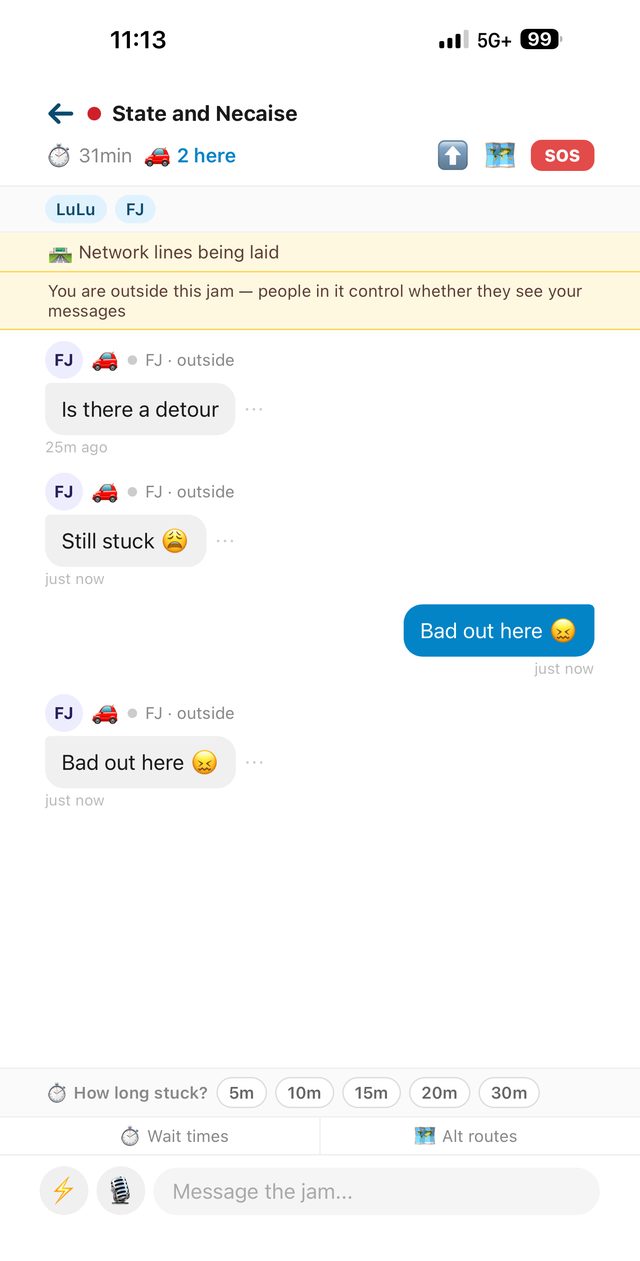 Chat anonymously with the TrafficJammers in it